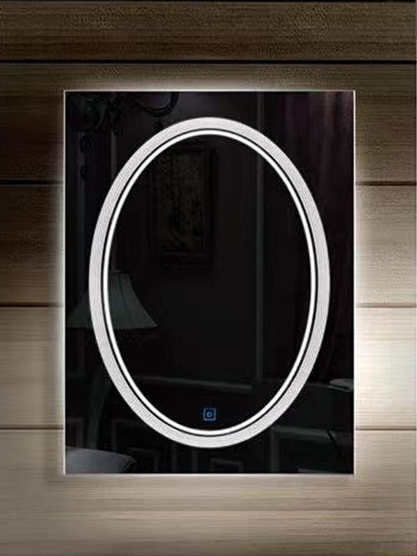 B38 LED inteligentné štvorcové kúpeľňové zrkadlo s dotykovou obrazovkou s ukazovateľom teploty